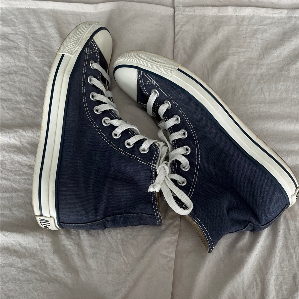 Converse Men's Navy High-Top Sneakers GUC 7/9 - Picture 6 of 8